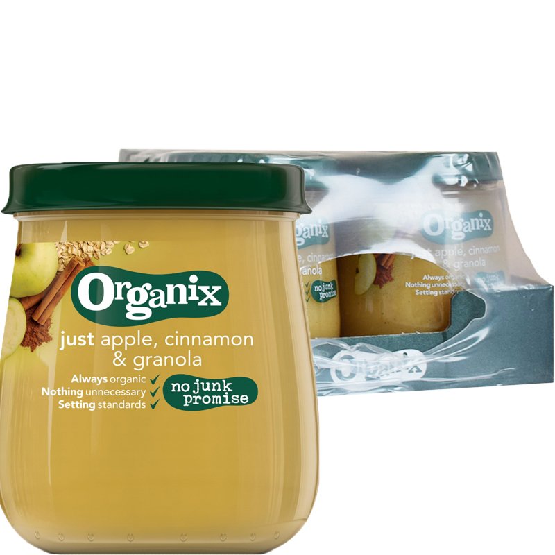 Laatikollinen Luomu Lastenruokaa "Apple, Cinnamon & Granola" 6 x 120g - 84% alennus