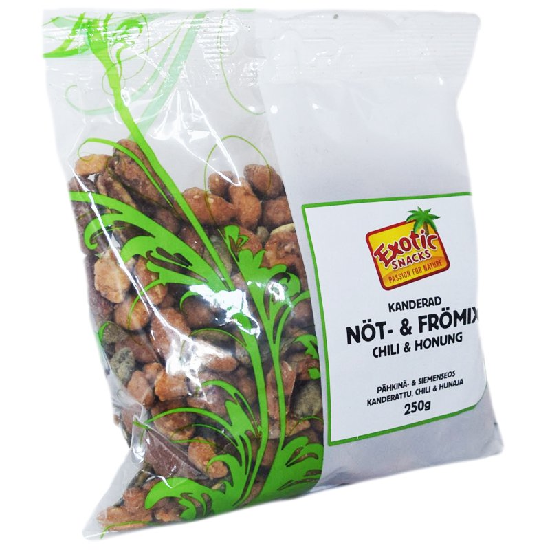 Pähkinä- ja hedelmäsekoitus Chili & Hunaja 250 g - 60% alennus