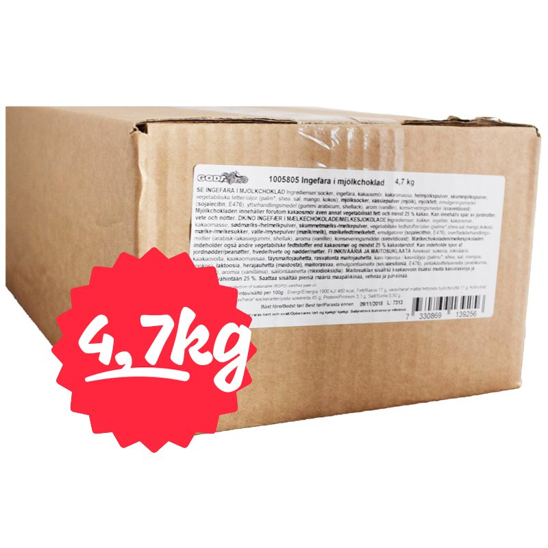 Inkiväärinmakuista maitosuklaata 4,7kg - 78% alennus