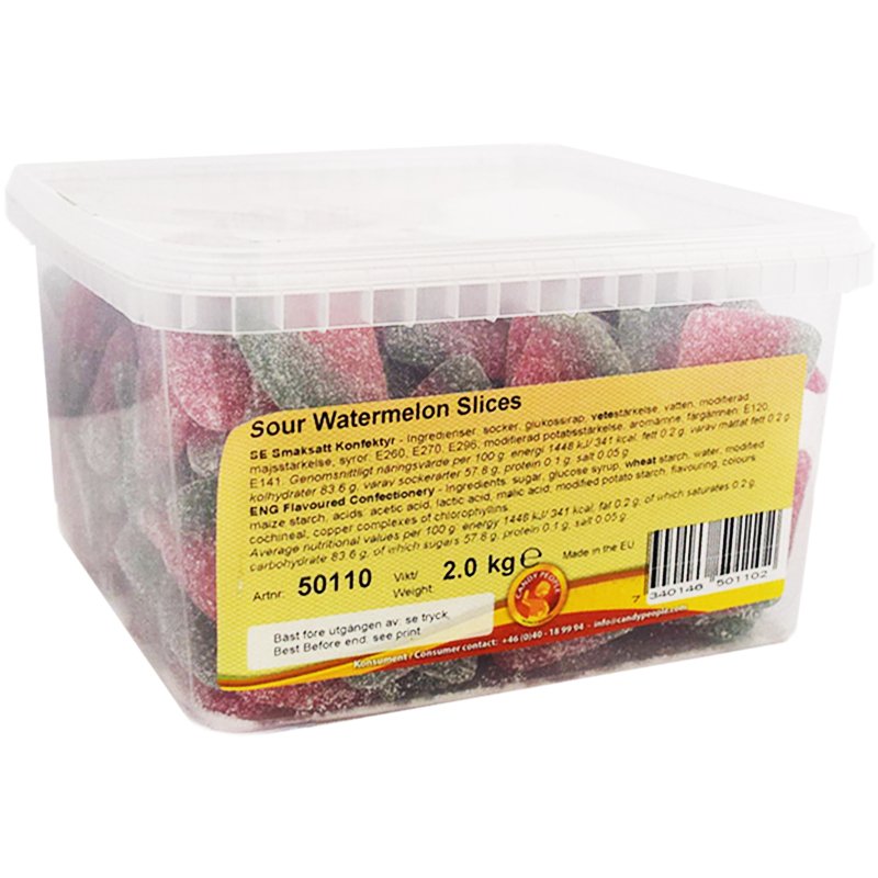 Karkkilaatikko "Sour Watermelon Slices" 2kg - 61% alennus