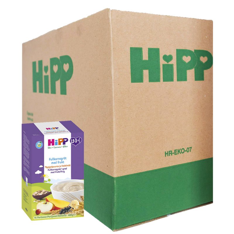 Laatikollinen Lastenruokaa: Täysjyväviljapuuro Hedelmillä 4 x 480g - 89% alennus