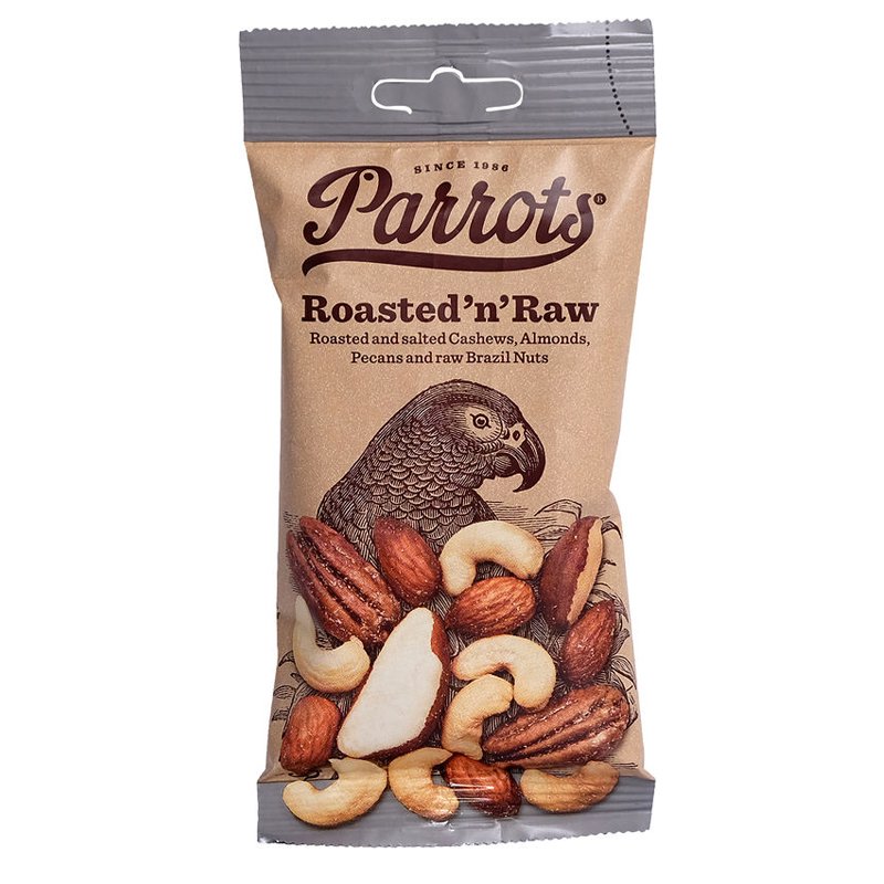 Pähkinäsekoitus "Roasted ’n’ Raw" 55g - 75% alennus
