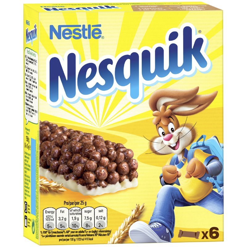 Välipalapatukat "Nesquik" 6 x 25g - 32% alennus
