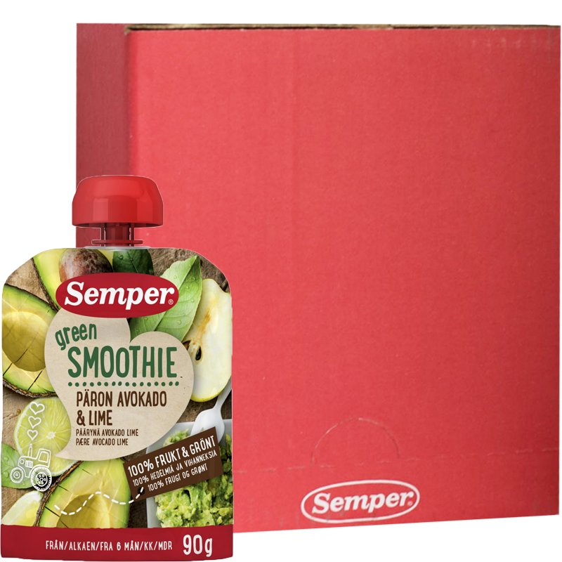 Laatikollinen Lastenruokaa Päärynä, Avokado & Lime 12 x 90g - 38% alennus